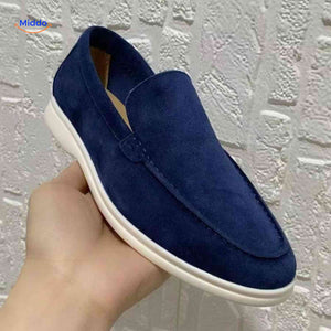 loafers confort en suède bleu marine, chaussure homme élégante sans lacets