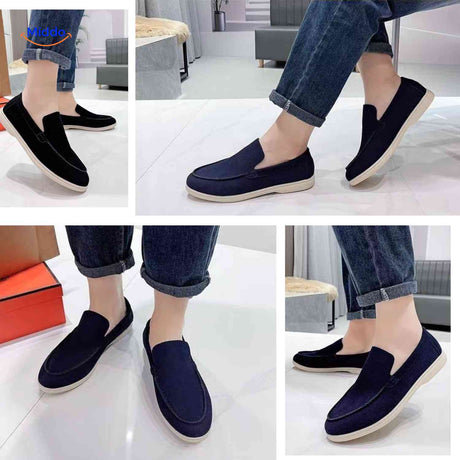 loafers suède noir et bleu en duo, combinaison stylée pour homme