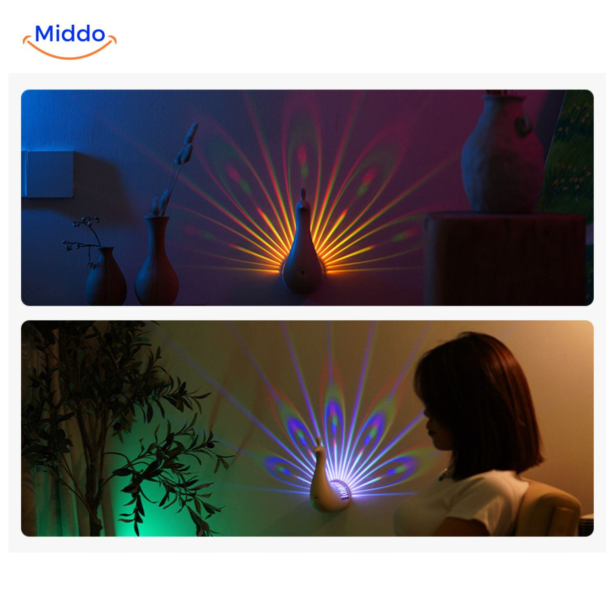 luminaire mural décoratif à effet queue de paon multicolore pour une ambiance unique