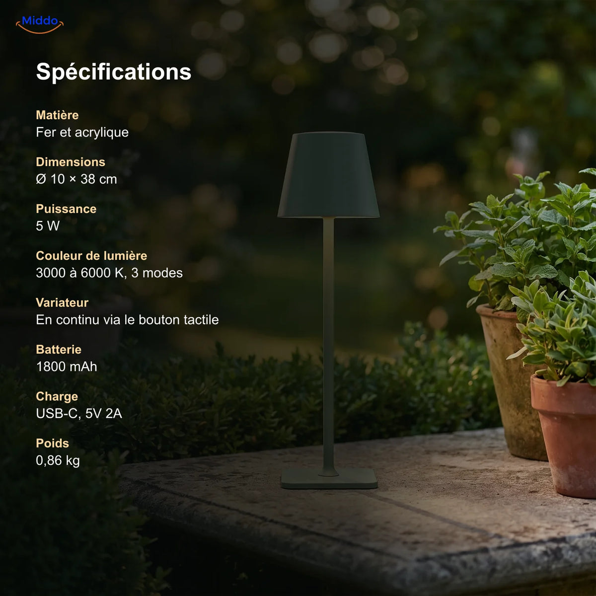 Spécifications de la lampe Lumiset