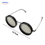 lunettes de soleil noires avec verres transparents, filtre réglable en position ouverte