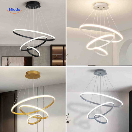 lustre anneau led disponible en noir, blanc, doré et argenté — aperçu des coloris