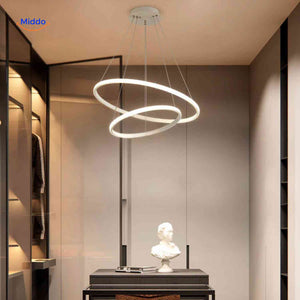 lustre anneau led design moderne à deux anneaux, éclairage décoratif intérieur