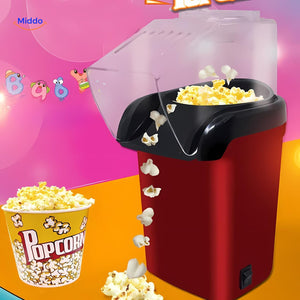 machine à popcorn mini en fonctionnement avec bol de popcorn fraîchement préparé