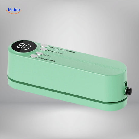 gros plan sur l ecran numerique d affichage de la temperature de la machine sous vide rechargeable