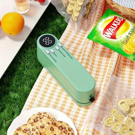 machine sous vide portable utilisee en exterieur pour conserver snacks et aliments en pique-nique