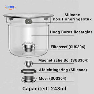 Théière magnétique Magnetea en verre avec filtre, composants, vue 14