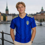 maillot supporter coupe du monde 2026 Suède coloris bleu, vue de face