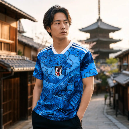 maillot de supporter coupe du monde 2026 Japon bleu marine, football homme
