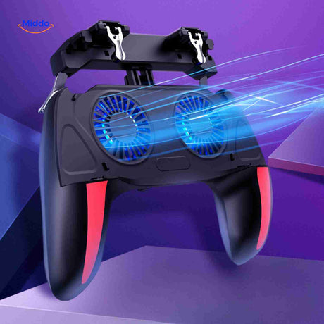 manette gaming mobile gameflex h10 avec led bleu, vue d'ensemble du grip et des commandes