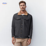 manteau homme hiver WinterFlex coloris gris foncé avec col marron, confort hivernal