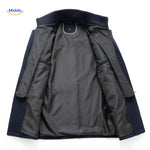 manteau en laine bleu marine, vue intérieure de la doublure