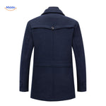 manteau en laine bleu marine, vue arrière de la coupe structurée