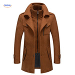 manteau en laine camel classique, coupe col double pour homme