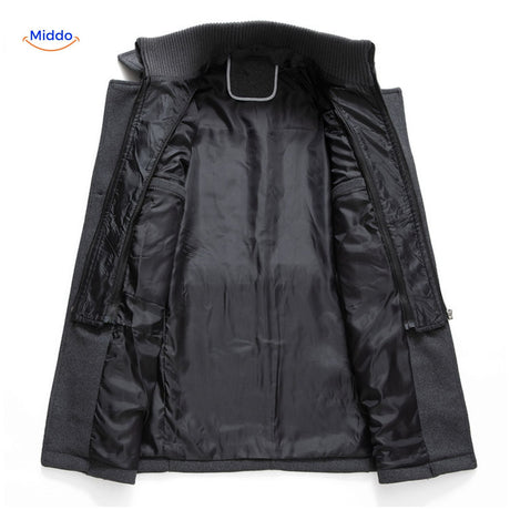 manteau en laine gris, vue de l'intérieur avec la doublure