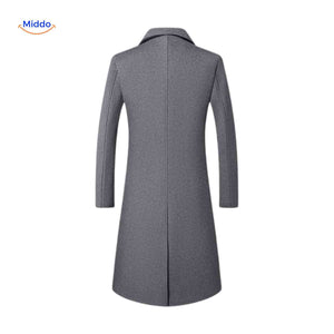 manteau long en laine gris pour homme, coupe hiver élégante et chaleureuse