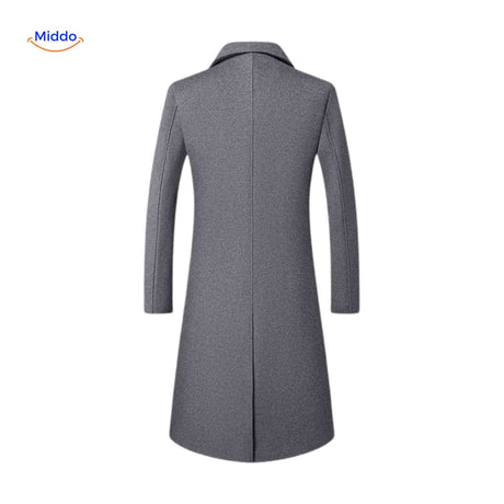 manteau long en laine gris pour homme, coupe hiver élégante et chaleureuse