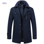 manteau en laine d'hiver bleu marine, coupe élégante pour homme