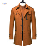 manteau d'hiver en laine brun col double, style chaud et élégant