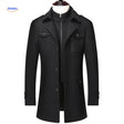 manteau d'hiver en laine noir col double, coupe classique pour homme