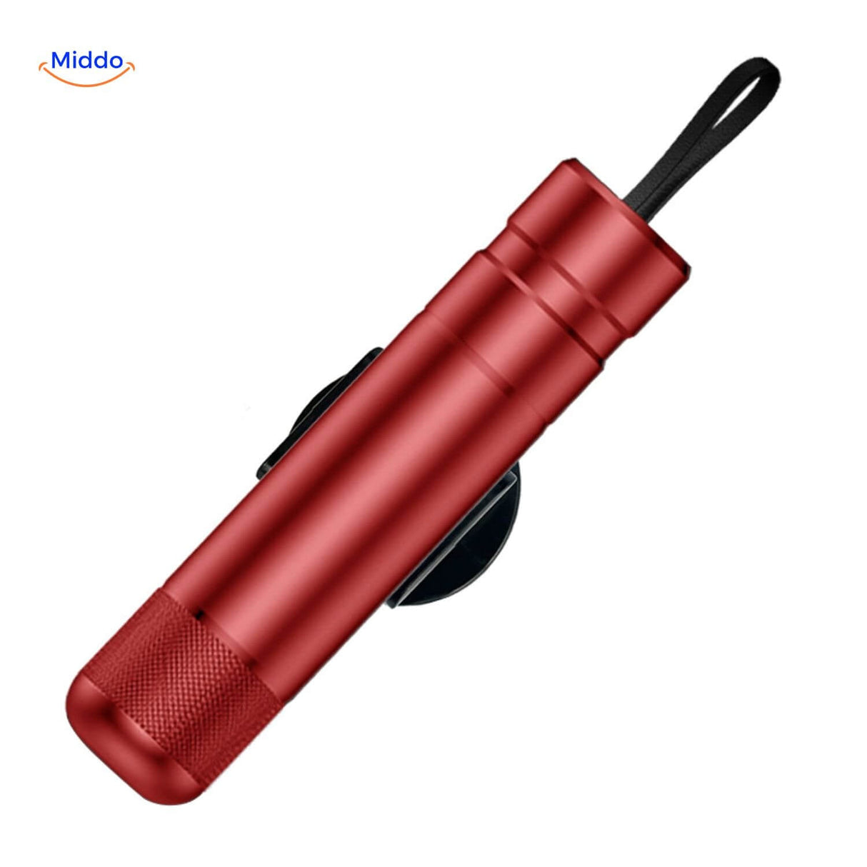 marteau brise-vitre coloris rouge, coupe-ceinture intégré pour situations d'urgence en voiture