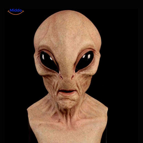 masque alien en latex réaliste, texture et détails soignés pour halloween