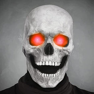 masque crâne blanc avec yeux rouges lumineux et sourire menaçant