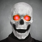 masque crâne blanc avec yeux rouges lumineux et sourire menaçant