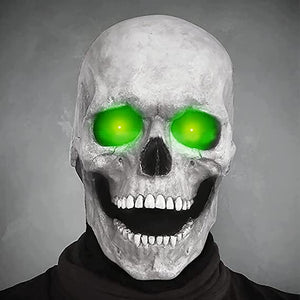 masque crâne blanc avec yeux verts lumineux pour costume halloween