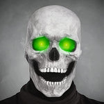 masque crâne blanc avec yeux verts lumineux pour costume halloween