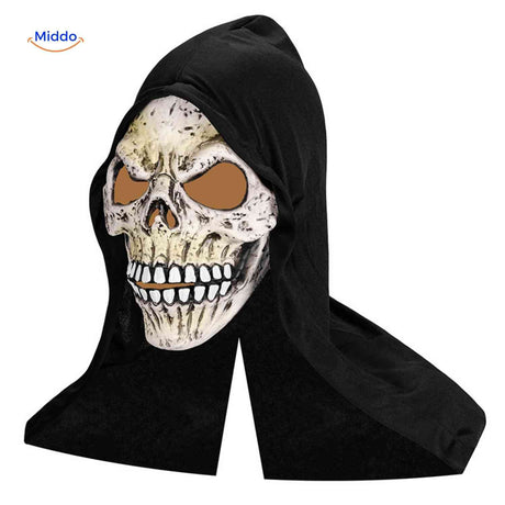 masque crâne horreur halloween avec capuche intégrée, costume complet