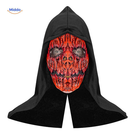 masque crâne rouge feu halloween, design intense et terrifiant