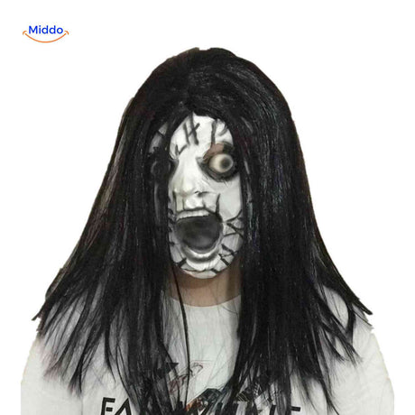 masque cri avec fissures noires et yeux d'horreur pour déguisement halloween effrayant