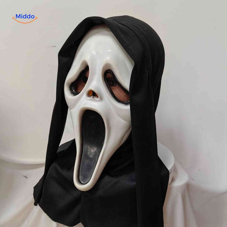 masque halloween horreur avec bouche ouverte, effet terrifiant