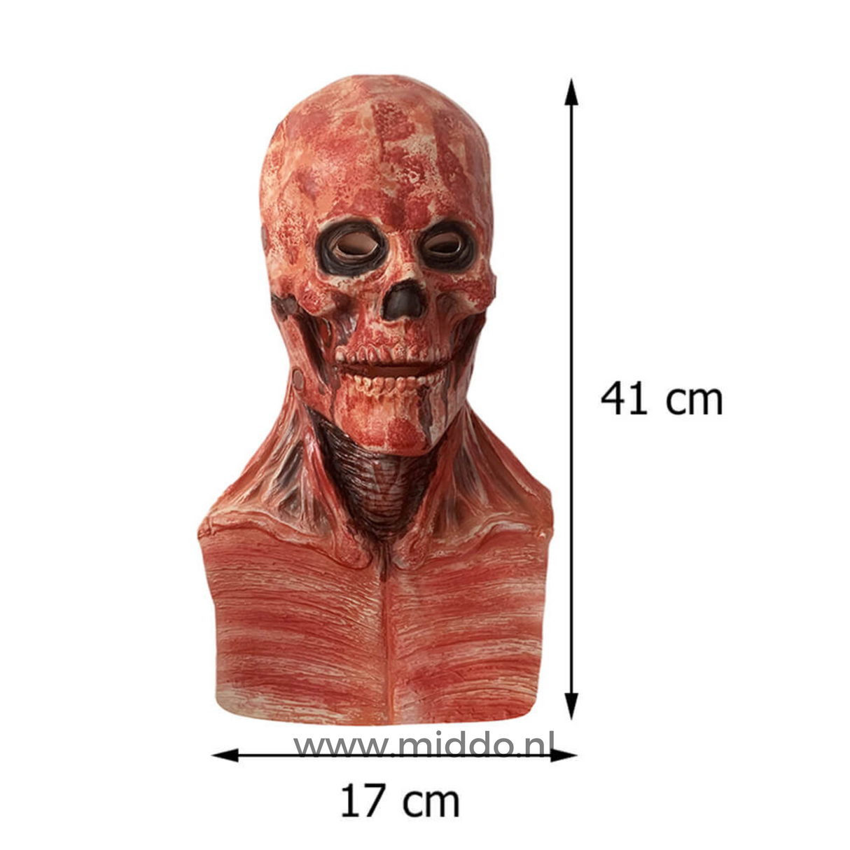masque halloween peel-off ultra réaliste avec dimensions : 41 cm de haut, 17 cm de large