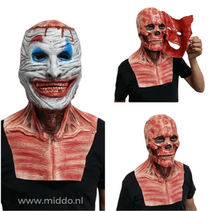 homme portant le masque peel-off ultra réaliste, retrait révèle un crâne effrayant en dessous