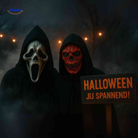 masque halloween skullveil, duo scream et crâne rouge côte à côte