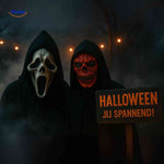 masque halloween skullveil, duo scream et crâne rouge côte à côte