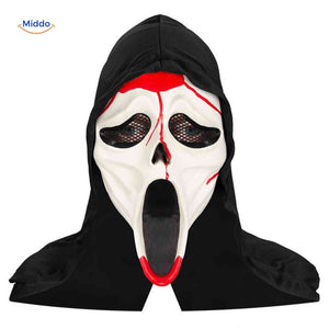 masque halloween style scream grisant, parfait pour costumes d'horreur
