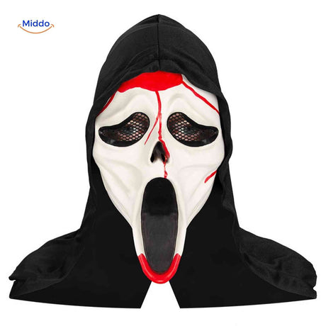 masque halloween style scream grisant, parfait pour costumes d'horreur