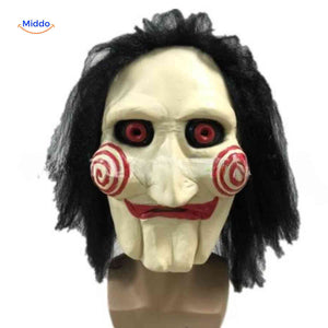masque latex poupée horreur aux yeux rouges, costume halloween terrifiant