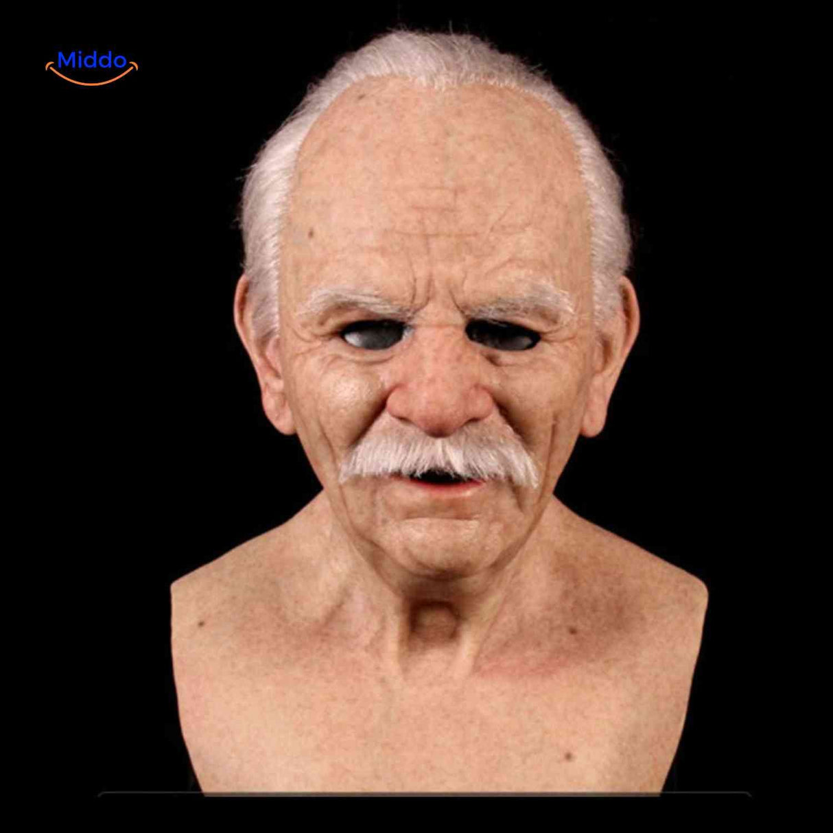 masque latex vieil homme avec moustache blanche, rendu âgé très réaliste pour halloween