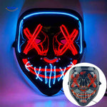 masque LED d'angoisse rouge et bleu lumineux, accessoire halloween incontournable