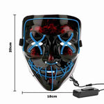 masque LED bleu avec indication des dimensions, guide des tailles pour choisir le bon ajustement