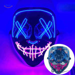 masque LED halloween en bleu, violet et rose, palette pastel envoûtante