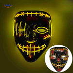 masque LED halloween coloris jaune uni, éclat néon frappant dans l'obscurité