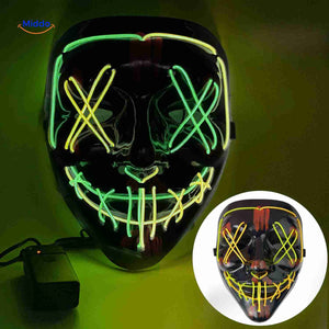 masque LED halloween coloris jaune et vert, look radioactif idéal pour soirée