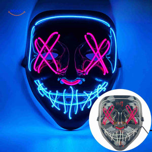 masque LED halloween coloris rose et bleu, éclairage doux et spectaculaire