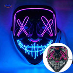 masque LED halloween aux teintes rose, violet et bleu, style fantôme coloré