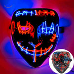 masque LED halloween couleurs rouge et bleu, éclairage néon intense pour soirée déguisée